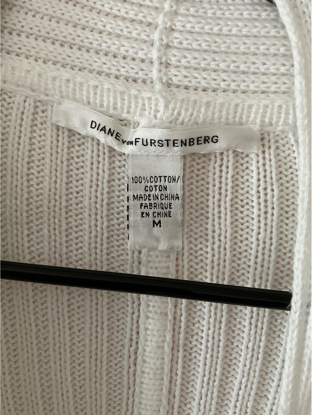 Diane von Furstenberg white cotton rib knit wrap sweater size M - Picture 2 of 5